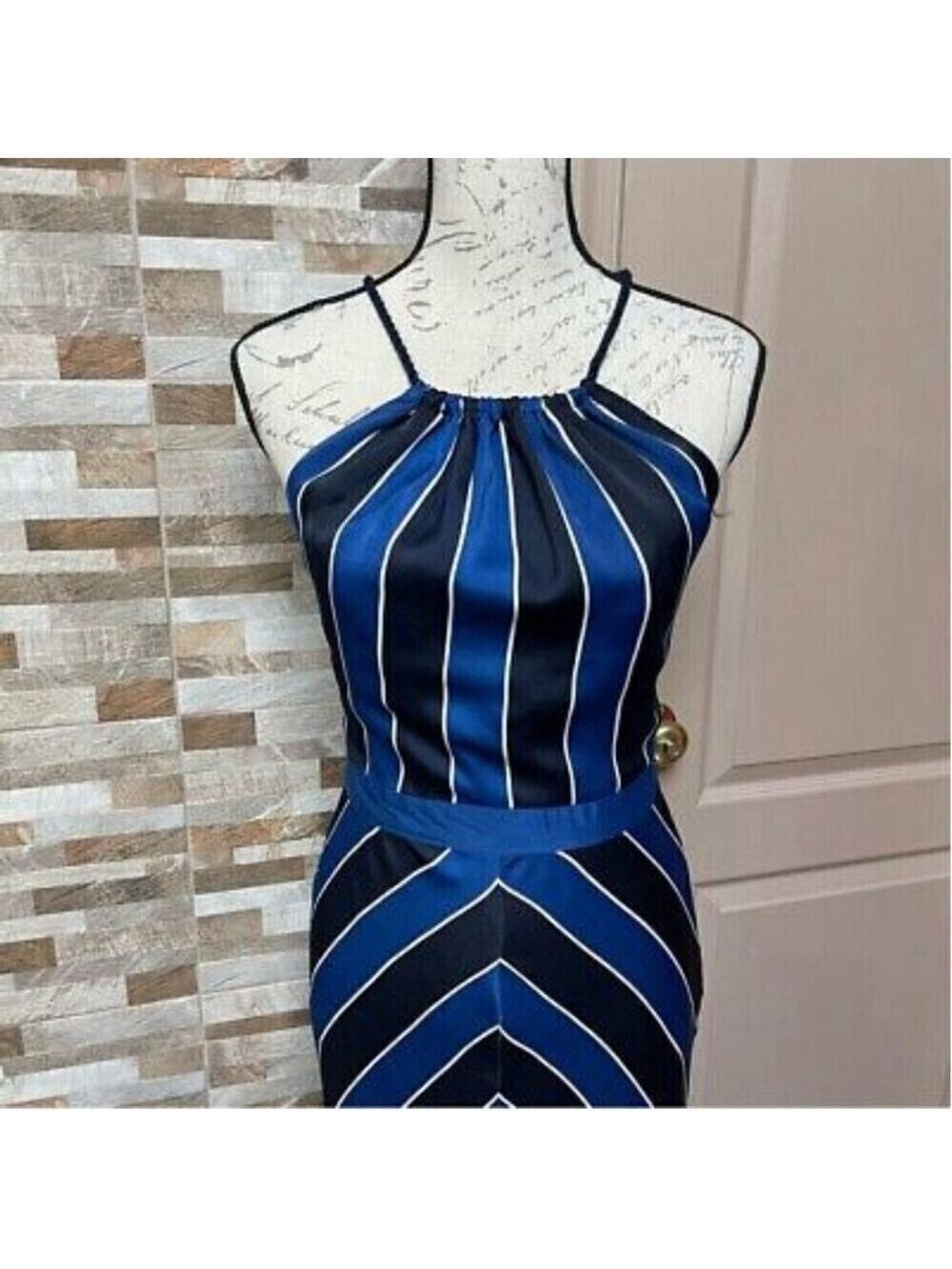Guess Nautical Sailor Striped Rope Maxi Dress Sz 6 Resortwear Coastal Geometric - Picture 14 of 15